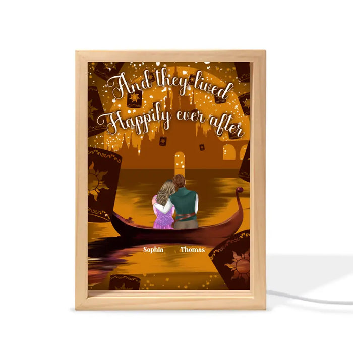 Personalized Couple In Cartoon Frame Light Box - Anniversary/Valentine/Christmas Gift Idea For Couple - And They Lived Happily Ever After