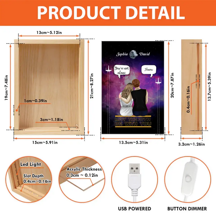 Personalized Couple Picture Frame Light Box - Anniversary/Valentine/Christmas Gift Idea For Couple - May The 10th Be With You