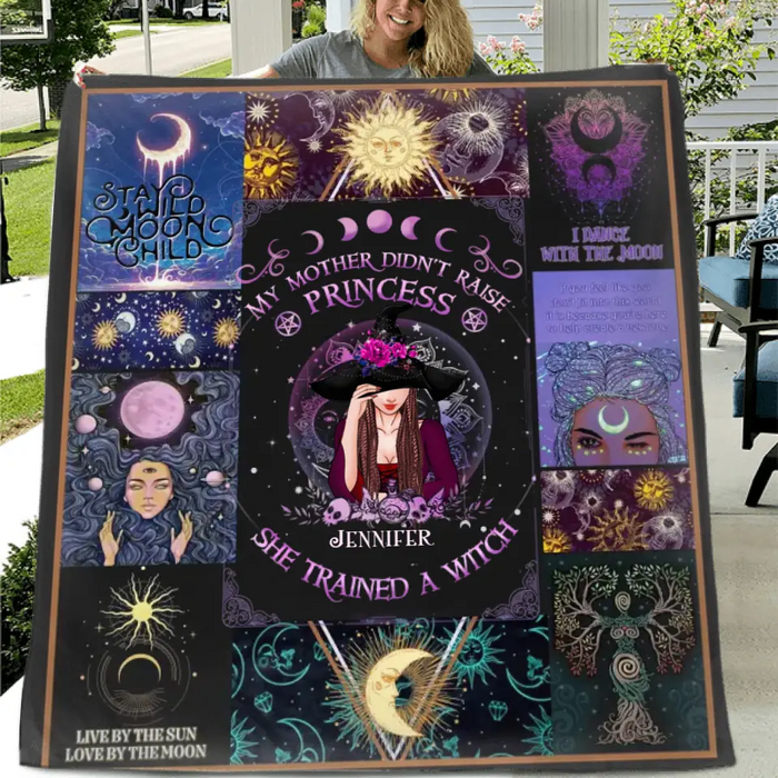 Personalized Witch Quilt/Fleece Blanket/Pillow Cover - Halloween Gift Idea For Witch Lovers - My Mother Didn't Raise Princess