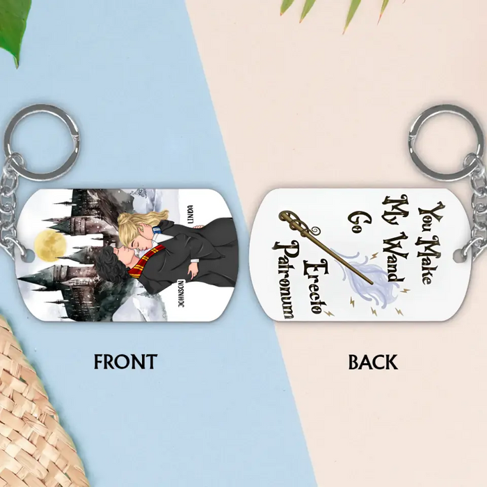 Personalized Couple Aluminum Keychain - Gift Idea For Couple - You Make My Wand Go Erecto Patronum