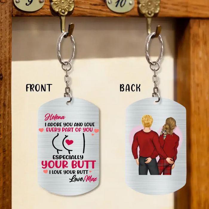 Personalized Couple Keychain - Gift Idea For Couple/Him/Her/Valentine's Day - I Adore You And Love Every Part Of You