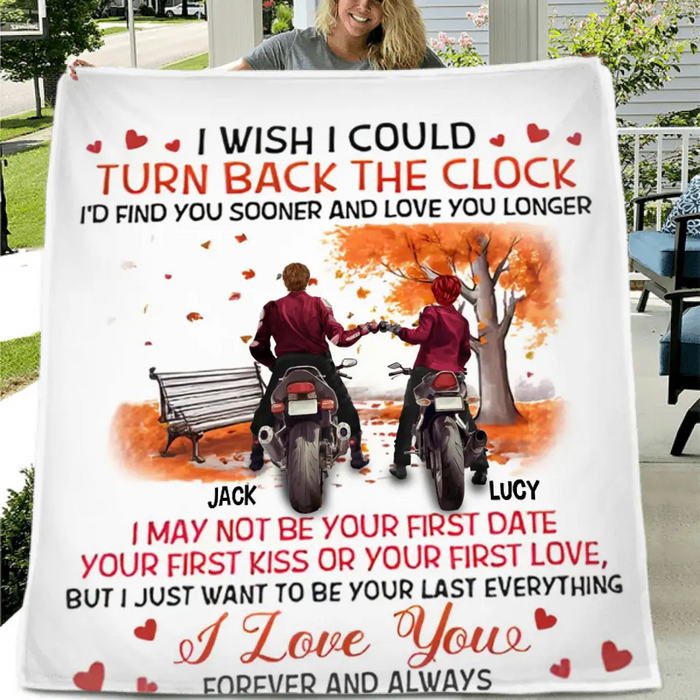 Personalized Couple Fleece Throw Blanket & Quilt - Gift Idea For Couple/ Him/ Her/ Valentine's Day - I Wish I Could Turn Back The Clock
