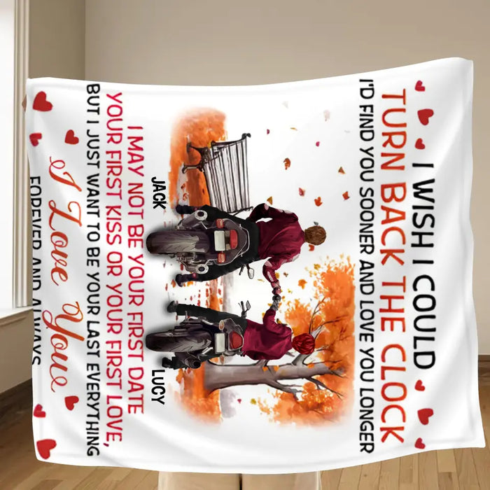 Personalized Couple Fleece Throw Blanket & Quilt - Gift Idea For Couple/ Him/ Her/ Valentine's Day - I Wish I Could Turn Back The Clock