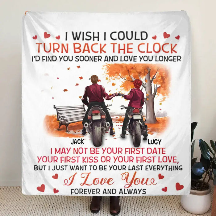 Personalized Couple Fleece Throw Blanket & Quilt - Gift Idea For Couple/ Him/ Her/ Valentine's Day - I Wish I Could Turn Back The Clock