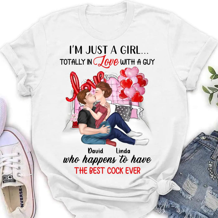 Personalized Couple Shirt/Hoodie - Gift Idea For Husband From Wife/Couple Gift/Valentine's Day - I'm Just A Girl...Totally In Love With A Guy