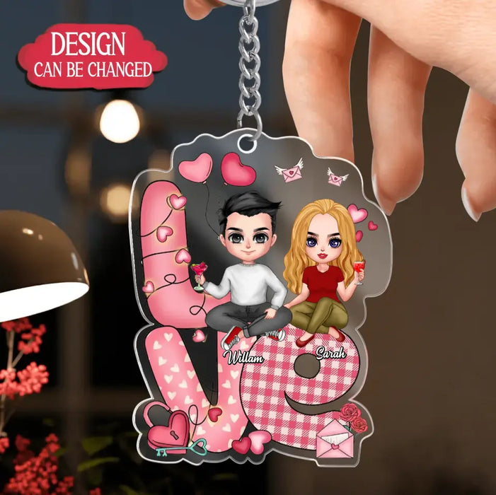 Personalized Couple Love Acrylic Keychain - Valentine Day Gift Idea For Couple/Him/Her