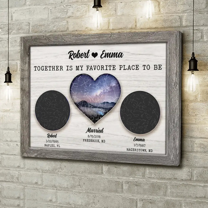 Personalized Couple Canvas - Valentine's Day Gift Idea for Couple/Him/Her - Together Is My Favorite Place To Be