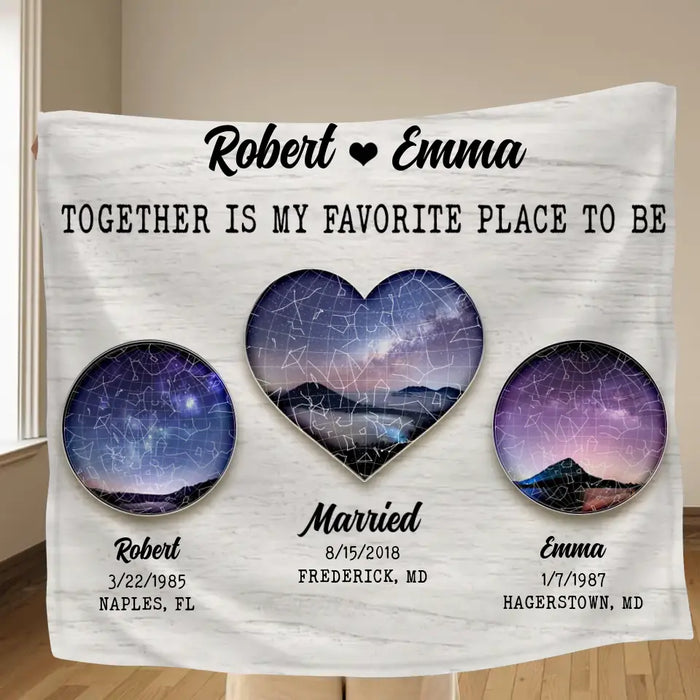 Personalized Couple Quilt/Fleece Throw Blanket - Valentine's Day Gift Idea for Couple - Together Is My Favorite Place To Be
