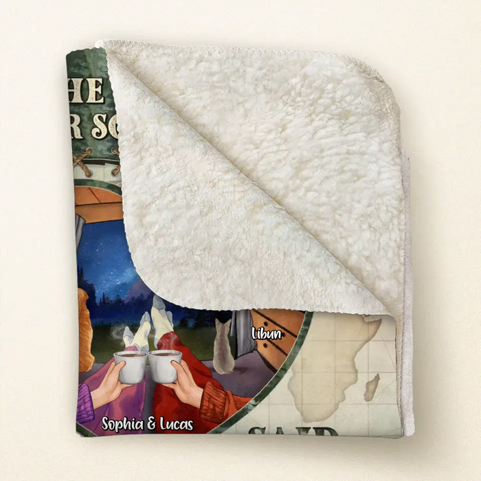 Personalized Couple Pillow Cover/Quilt/Fleece Throw Blanket - Couple With Up to 2 Pets - Gift Idea For Couple/Camping Lover - Let's Go Camping