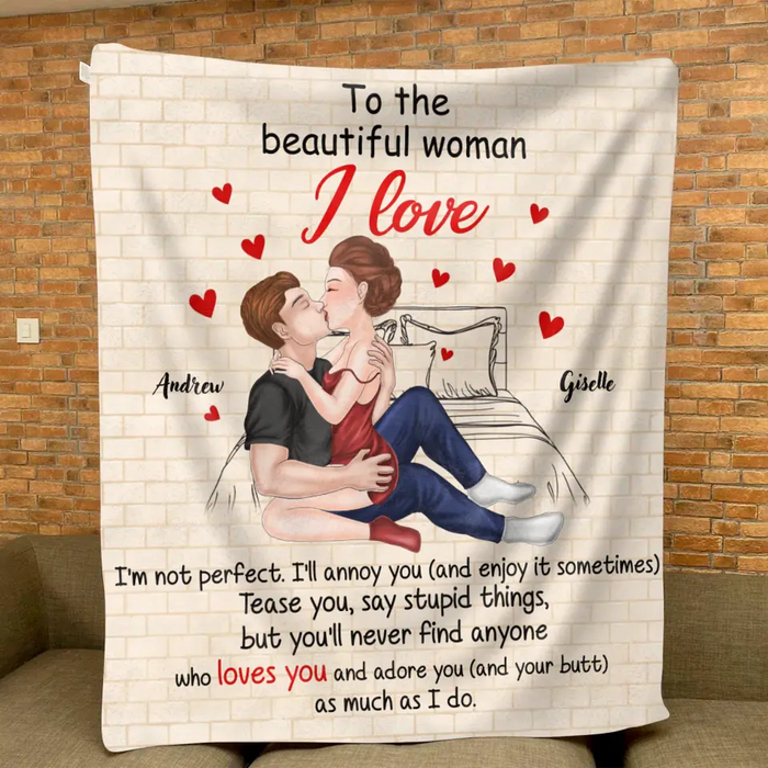 Personalized Couple Fleece Throw/Quilt Blanket - Gift Idea For Couple/Her/Valentine's Day - To The Beautiful Woman I Love