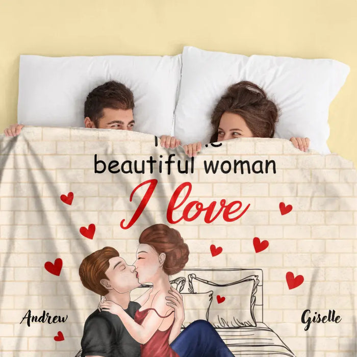 Personalized Couple Fleece Throw/Quilt Blanket - Gift Idea For Couple/Her/Valentine's Day - To The Beautiful Woman I Love