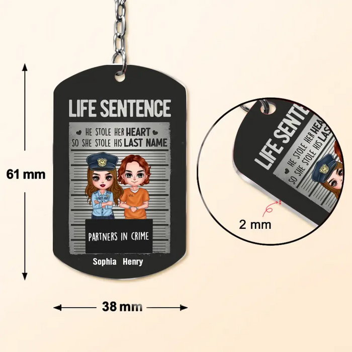 Personalized Couple Partners In Crime Aluminum Keychain - Gift Idea For Couple/Him/Her - He Stole Her Heart So She Stole His Last Name