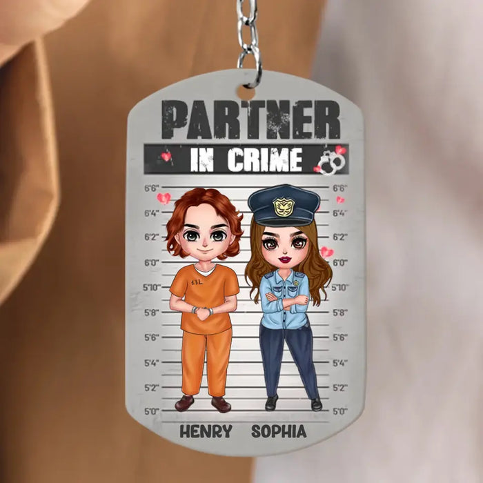 Personalized Couple Partners In Crime Aluminum Keychain - Gift Idea For Couple/Him/Her - You Stole My Heart & I'll Let You Keep It