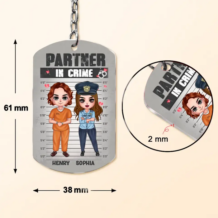 Personalized Couple Partners In Crime Aluminum Keychain - Gift Idea For Couple/Him/Her - You Stole My Heart & I'll Let You Keep It