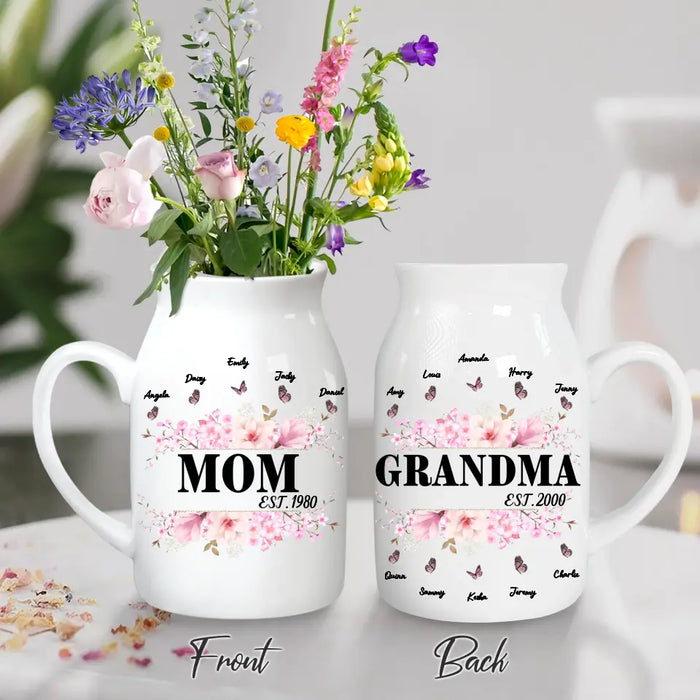 Personalized Grandma/Mom Flower Vase - Up to 5 Children & 10 Grandkids - Mother's Day Gift Idea For Grandma/Mom