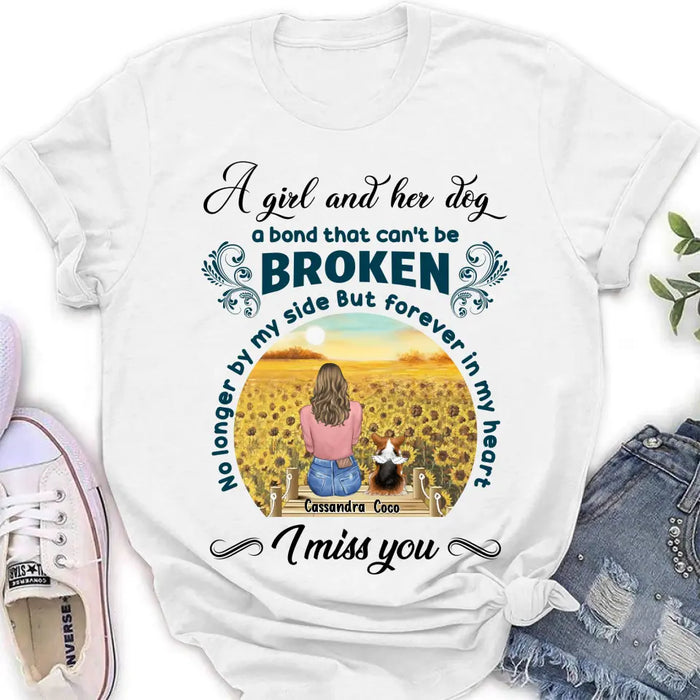 Personalized Pet Mom Shirt/Hoodie - Gift Idea For Dog/Cat Lover/Mother's Day - Up to 4 Pets - A Girl And Her Dog A Bond That Can't Be Broken