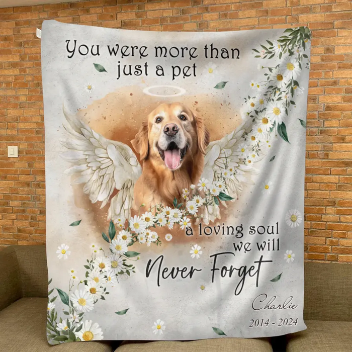 Personalized Memorial Pet Photo Fleece Throw Blanket/Quilt - Memorial Gift Idea for Dog/Cat Owners - You Were More Than Just A Pet A Loving Soul We Will Never Forget