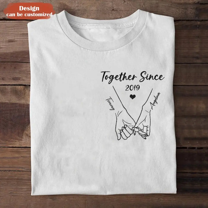 Personalized Couple Embroidered T-Shirt - Gift Idea for Couple - Together Since