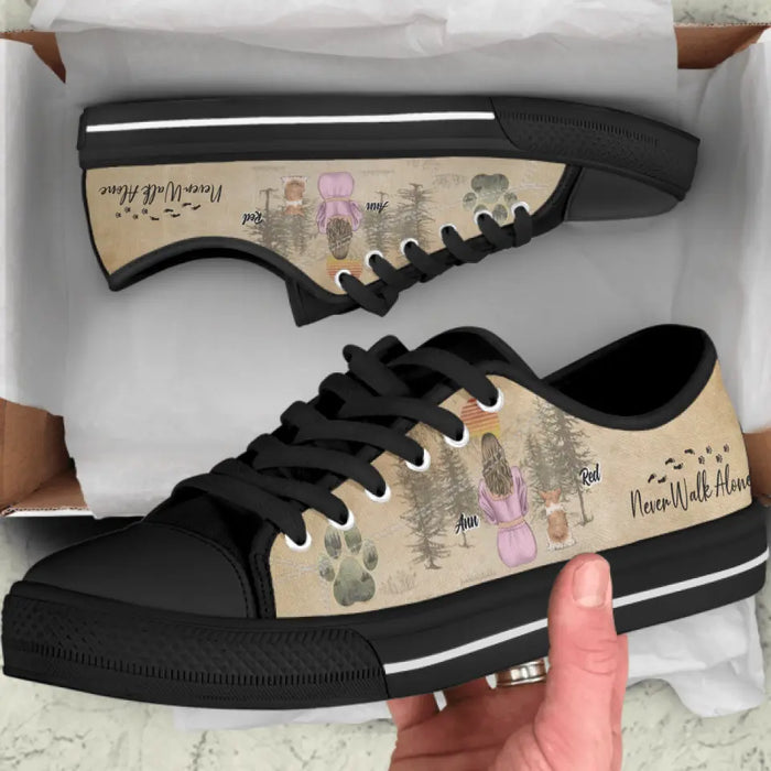 Personalized Dog Mom Canvas Sneakers - Up to 4 Dogs - Mother's Day Gift Idea For Dog Lovers - Never Walk Alone