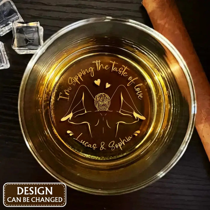 Personalized Couple Engraved Whiskey Glass - Gift Idea For Couple - I'm Slipping The Taste Of Love
