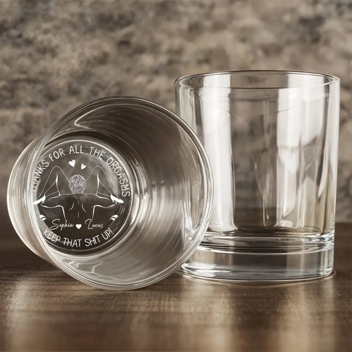 Personalized Couple Engraved Whiskey Glass - Gift Idea For Couple - Thanks For All The Orgasms