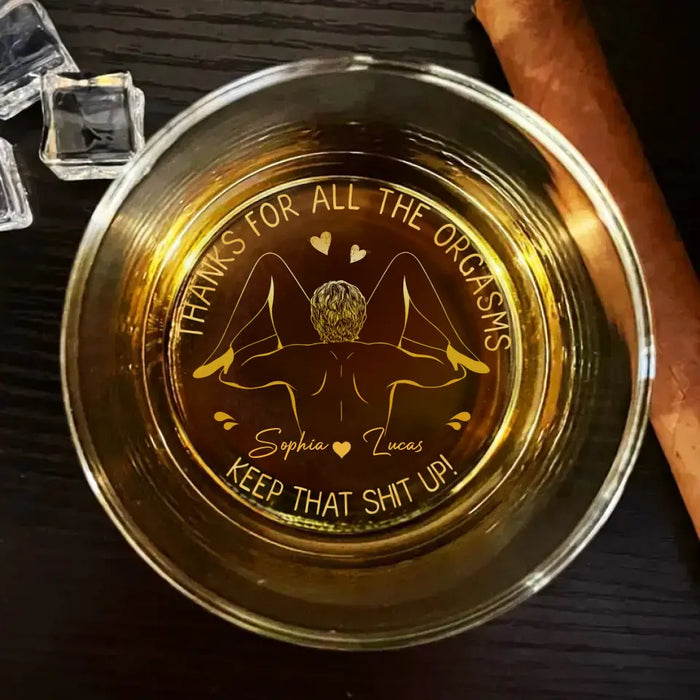 Personalized Couple Engraved Whiskey Glass - Gift Idea For Couple - Thanks For All The Orgasms