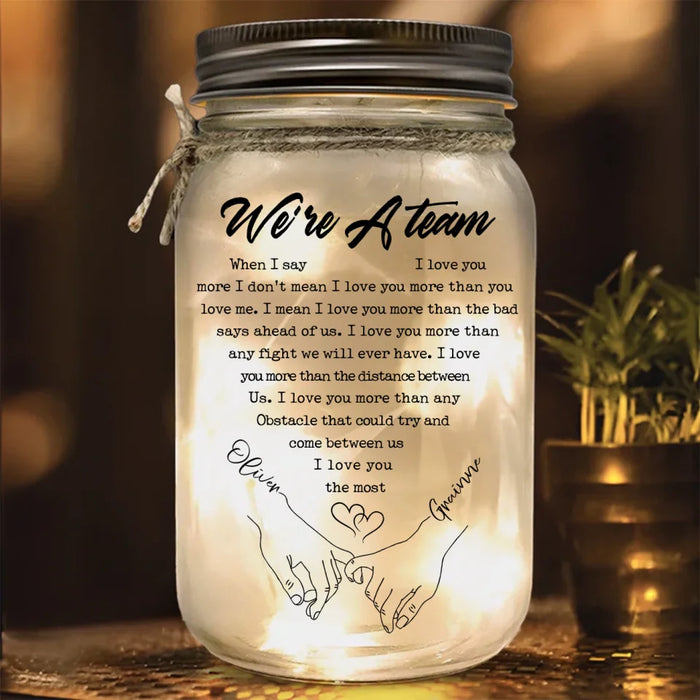 Personalized Couple Mason Jar Light - Gift Idea For Couple/Him Her - We're A Team