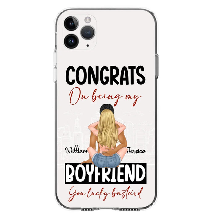 Personalized Couple Phone Case - Gift Idea For Couple/Valentines Day - Congrats On Being My Boyfriend You Lucky Bastard - Case For iPhone/Samsung