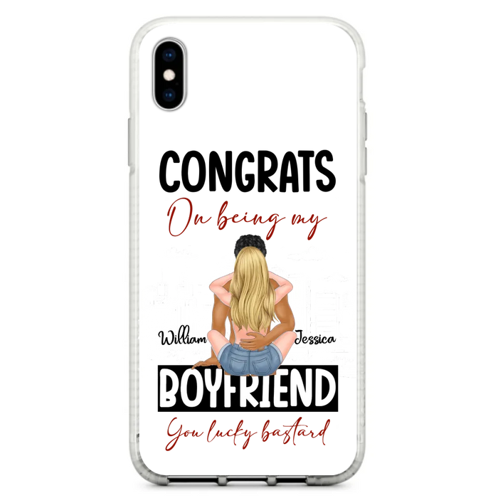 Personalized Couple Phone Case - Gift Idea For Couple/Valentines Day - Congrats On Being My Boyfriend You Lucky Bastard - Case For iPhone/Samsung