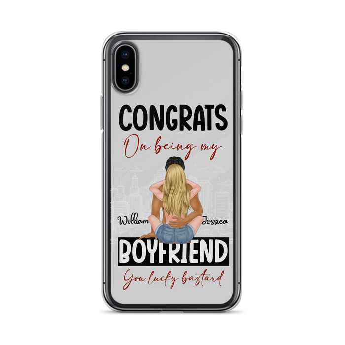 Personalized Couple Phone Case - Gift Idea For Couple/Valentines Day - Congrats On Being My Boyfriend You Lucky Bastard - Case For iPhone/Samsung