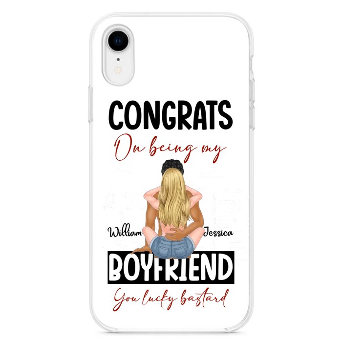 Personalized Couple Phone Case - Gift Idea For Couple/Valentines Day - Congrats On Being My Boyfriend You Lucky Bastard - Case For iPhone/Samsung