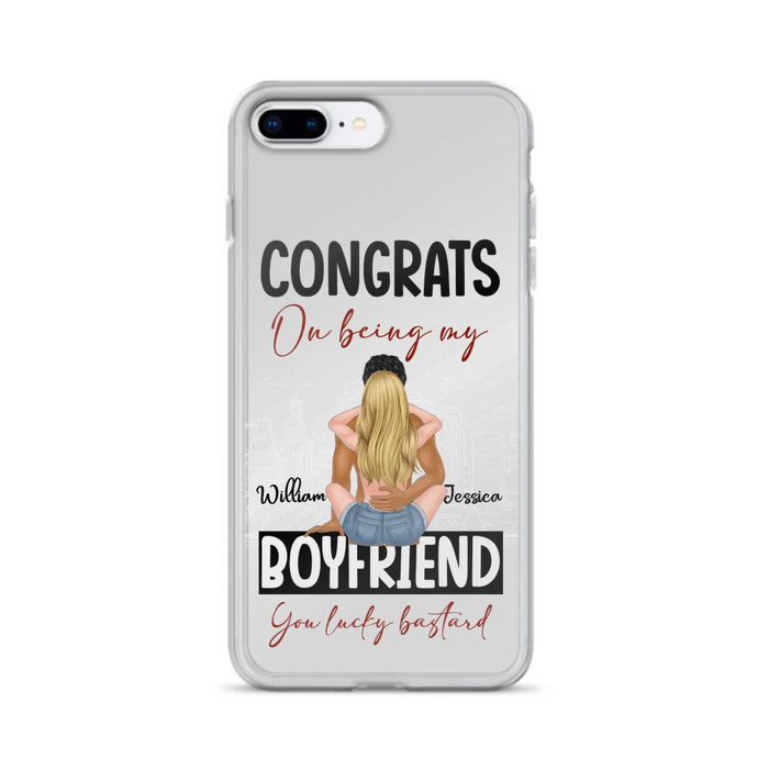 Personalized Couple Phone Case - Gift Idea For Couple/Valentines Day - Congrats On Being My Boyfriend You Lucky Bastard - Case For iPhone/Samsung