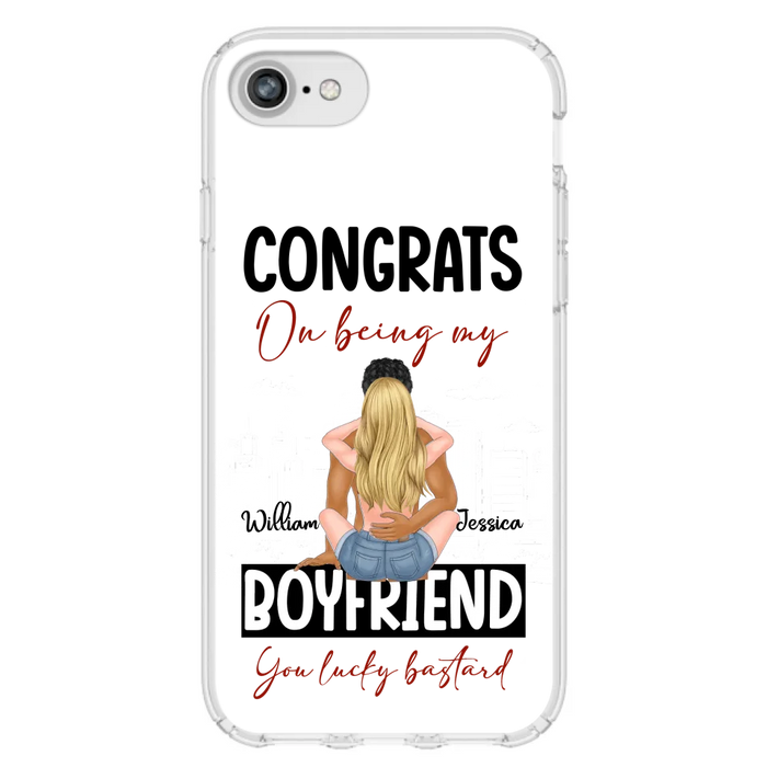 Personalized Couple Phone Case - Gift Idea For Couple/Valentines Day - Congrats On Being My Boyfriend You Lucky Bastard - Case For iPhone/Samsung