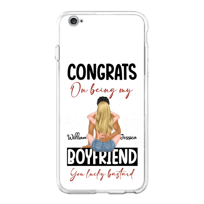 Personalized Couple Phone Case - Gift Idea For Couple/Valentines Day - Congrats On Being My Boyfriend You Lucky Bastard - Case For iPhone/Samsung
