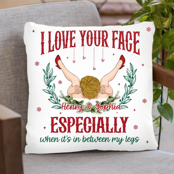 Personalized Couple Pillow Cover - Funny Gift Idea For Couple - I Love Your Face