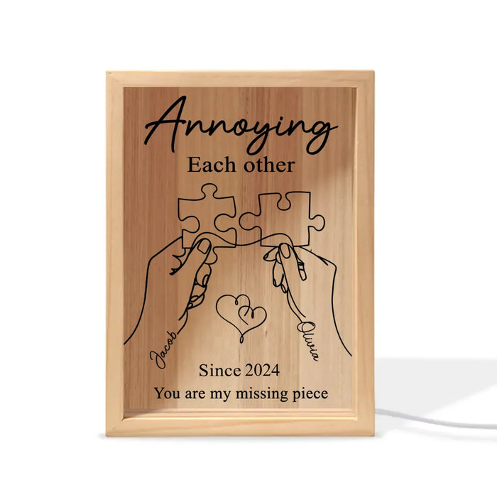 Personalized Couple Frame Light Box - You Are My Missing Piece - Valentines Gift Idea For Couple