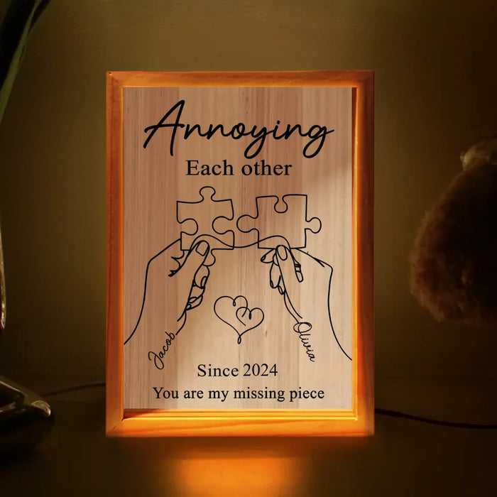 Personalized Couple Frame Light Box - You Are My Missing Piece - Valentines Gift Idea For Couple