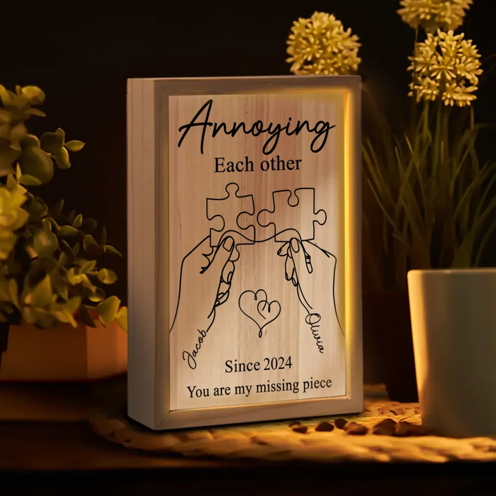Personalized Couple Frame Light Box - You Are My Missing Piece - Valentines Gift Idea For Couple