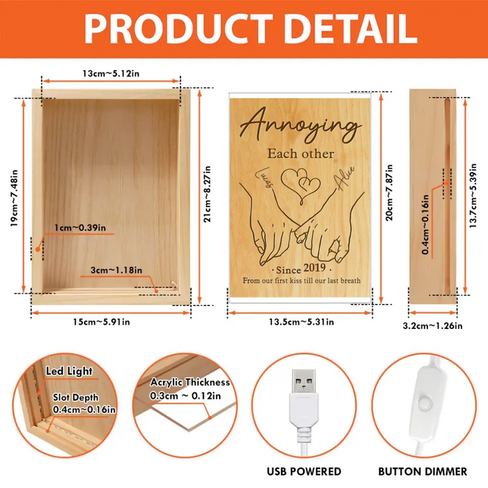 Personalized Couple Frame Light Box - Valentines Gift Idea For Couple - From Our First Kiss Till Our Last Breath