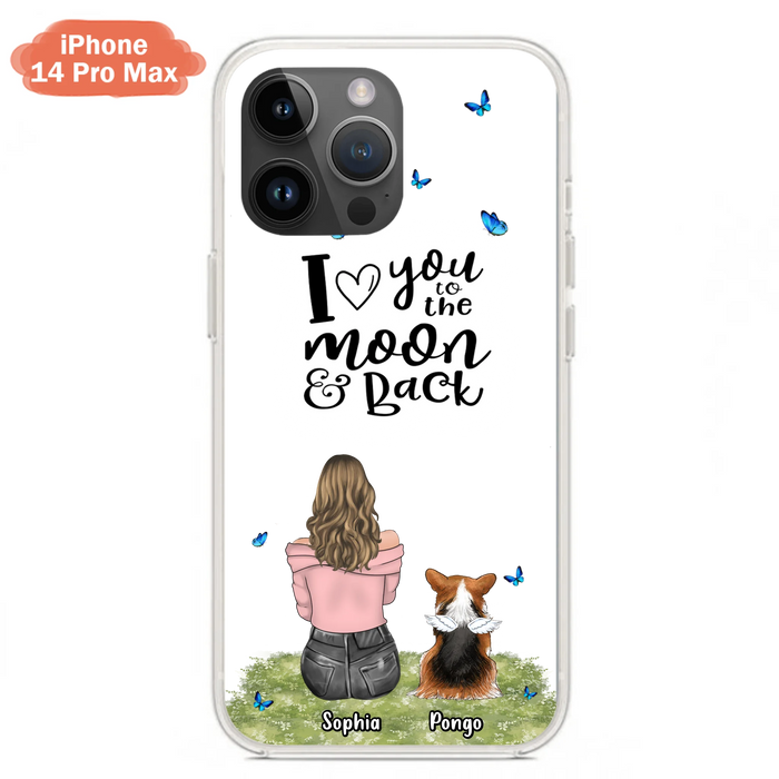 Personalized Dog Phone Case - Upto 4 Dogs - Gift Idea For Dog Owners - I Love You To The Moon & Back - Case For iPhone/Samsung