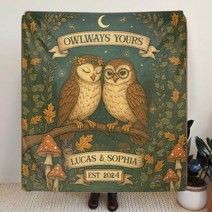 Personalized Couple Cottage Quilt/Fleece Throw Blanket - Gift Idea For Couple - Owlways Yours