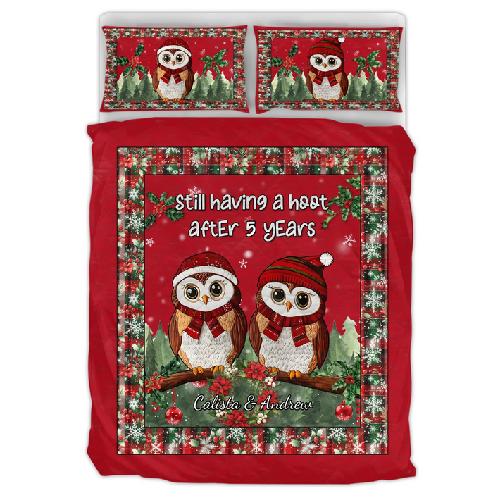 Personalized Couple Owl Quilt Bed Sets - Christmas Gift Idea For Couple/Husband And Wife - Still Having A Hoot After 5 Years