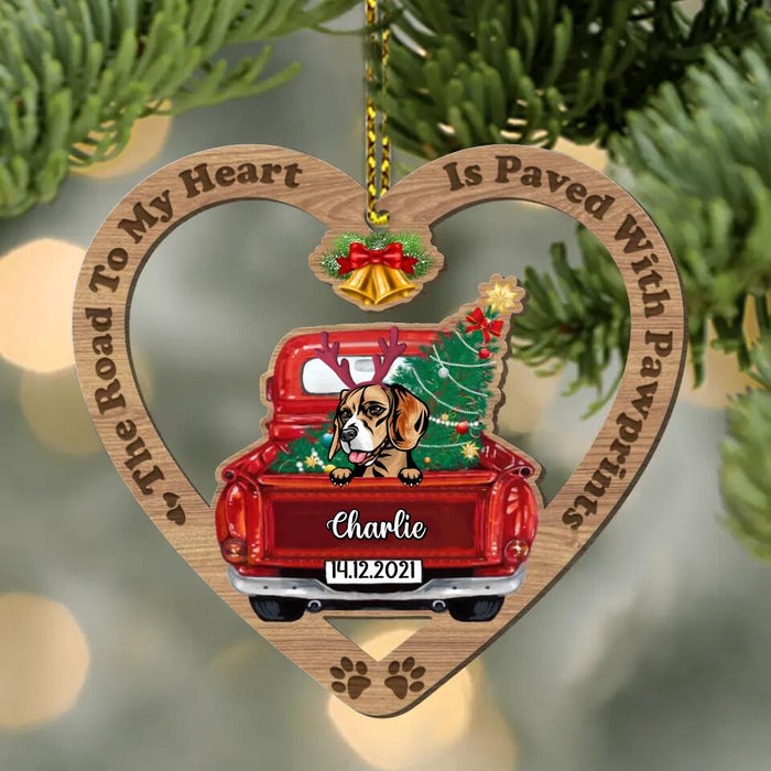Personalized Christmas Dog Ornament - Christmas Gift Idea For Dog Lover - The Road To My Heart Is Paved With Pawprints