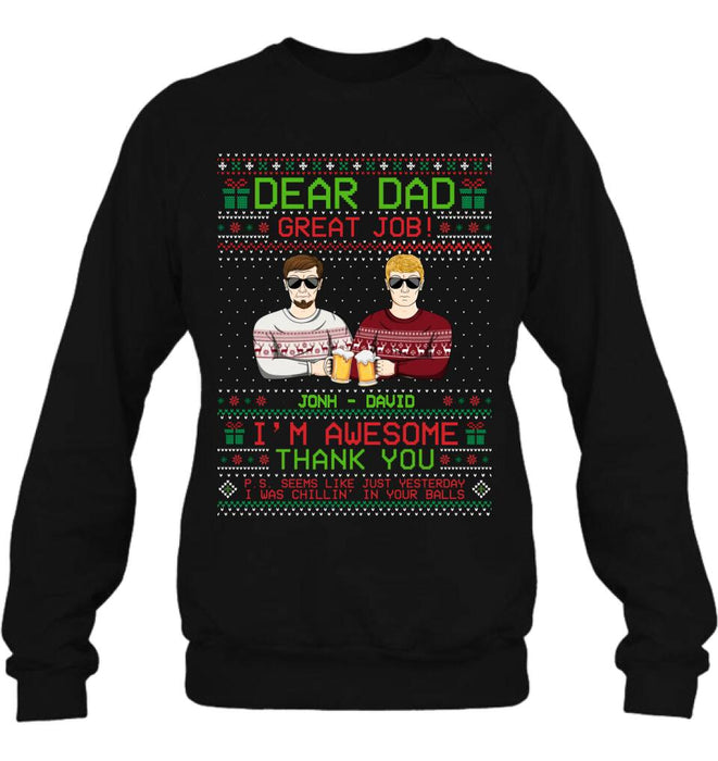 Personalized Great Job Dad Xmas Sweater - Up to 5 People - Christmas Gift Idea For Father - Dear Dad Great Job!