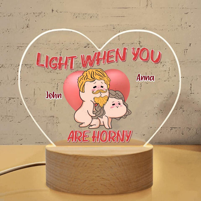 Personalized Heart Acrylic Photo Panel with Light Base - Valentine's Day Gift For Him/Her - Light When You Are Horny