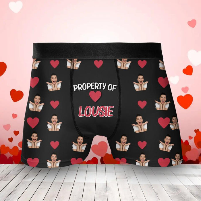 Personalized Men's Boxer Briefs - Upload Photo - Valentines Gift Idea For Men, Boyfriend, Husband - Property Of Girlfriend