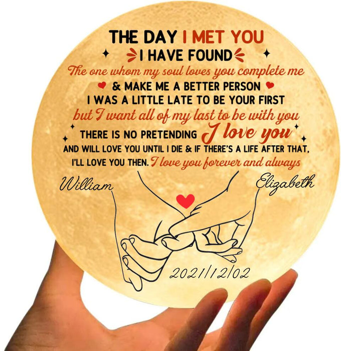 Personalized Couple Hands Moon Lamp - Gift for Couple/Husband and Wife - I love you forever and always