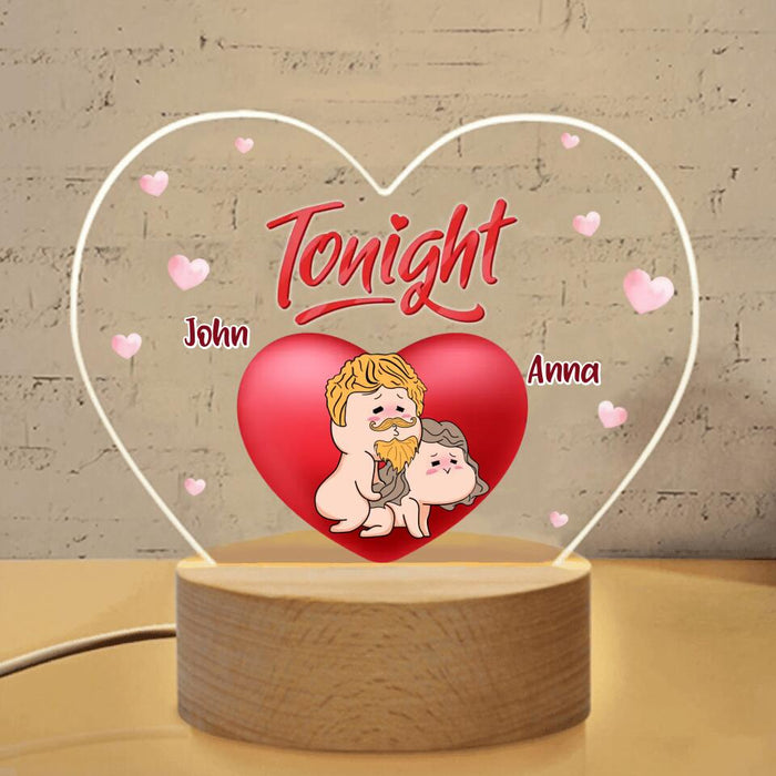 Personalized Heart Acrylic Photo Panel with Light Base - Valentine's Day Gift For Him/Her - Tonight or Not Tonight
