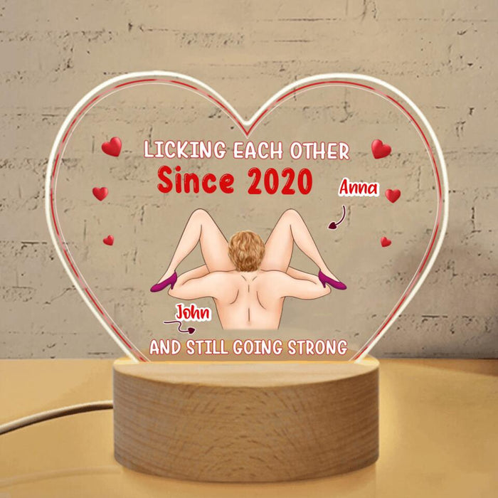 Personalized Heart Acrylic Photo Panel with Light Base - Valentine's Day Gift For Him/Her - Licking Each Other