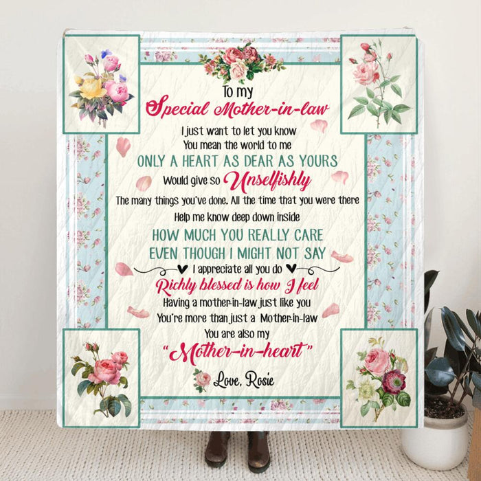 Personalized Mother-in-law Quilt Blankets - Best gift for Mother's day - Only A Heart As Dear As Your - KE3RBB